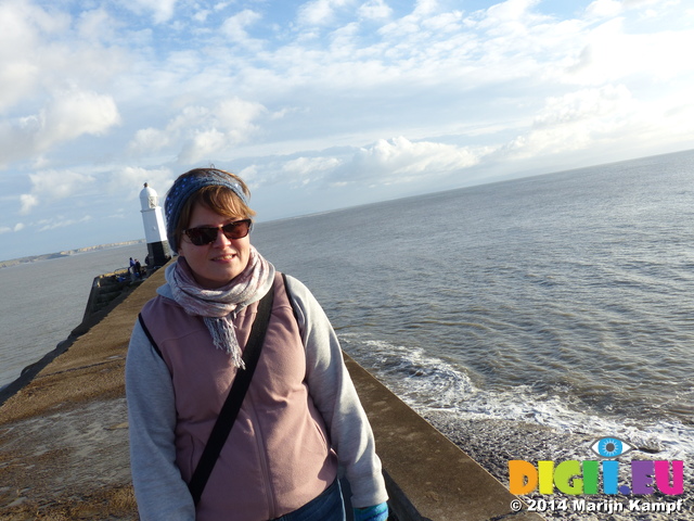 FZ009884 Jenni on Porthcawl harbour wall